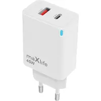 MaXlife Chargeur secteur GAN PD QC Mxtc-09-45Ac, blanc. 1 port USB-C, 1 port USB, 45W