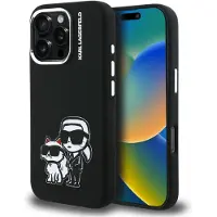 Karl Lagerfeld Case Silicone Karl&Choupette Sketch MagSafe for iPhone 16 Pro Max black (Apple iPhone 16 Pro Max), Coque pour téléphone portable, Noir