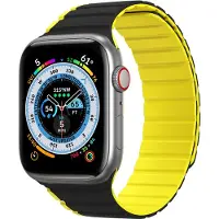 DUX Bracelet magnétique Apple Watch SE, 9, 8, 7, 6, 5, 4, 3, 2, 1 (41, 40, 38 mm) (LD Version) - noir et jaune