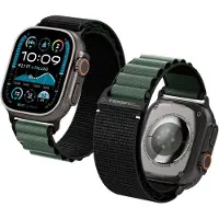 Spigen WBF1 (44 mm, 45 mm, 46 mm, 49 mm, Nylon), Sangles de montre, Vert, Noir