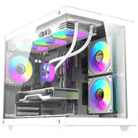 Darkflash Boîtier PC B275 PRO blanc, avec 6 ventilateurs et un panneau en verre