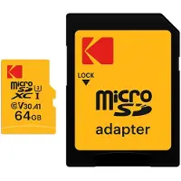 Kodak EKMSDM64GXC10HPRK Carte mémoire Micro SDXC Class 10 UHS-I U3 microSDXC, 64 Go, Class 10 / UHS-III