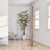 SUGIFT Arbre à chat réglable en hauteur jusqu'au plafond, arbre à griffer et à escalader, aggloméré E1, peluche, marron | 43 x 27 x 228–260 cm | 4 plateformes | Fixation au plafond