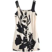 Next Robe fourreau noir / blanc cassé