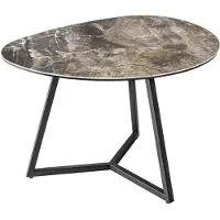 Riess riess-ambiente Table basse moderne MARVELOUS 70 cm taupe noir métal marbre céramique table d'appoint pour salon