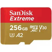 SanDisk Extreme microSDXC A2 UHS-I U3 V30 190MB/s Carte mémoire 256GB, sans adaptateur