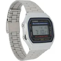 Casio A168WA Uni-Uhr Digital mit Edelstahlarmband, silber