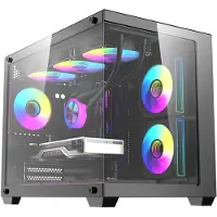 Darkflash Boîtier PC - - B275 PRO - Noir - Panneau 270 verre trempé - 6 ventilateurs RGB