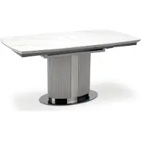 Feldmann-Wohnen Table de salle à manger Dancan, table de cuisine, table sur colonne, dimensions 160-220 x 90 x 76 cm, blanc marbre / gris anthracite