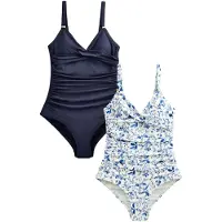 Next Maillot de bain modelant bleu / bleu marine / blanc