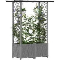 vidaXL Jardinière surélevée avec treillis et toit, gris clair, 124,5 x 40 x 136 cm