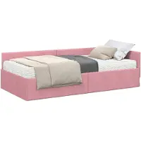 vidaXL : Structure de lit à angle avec matelas, autres, 2 pièces, gris, velours