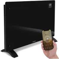 Vonroc Chauffage électrique de luxe - Convecteur - Panneau en verre 2000W Premium - Noir | Commande manuelle et Wi-Fi incl.