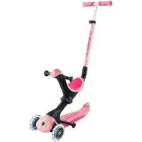 Globber GO-UP DELUXE LIGHTS - 3in1 tricycle, 120/80 mm, ABEC 9, 3 roues, hauteur réglable,roues lumineuses LED, rose pastel