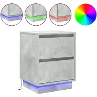 vidaXL Cabinet de chevet avec 2 pcs Gris béton 39 x 34.5 x 50 cm