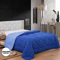 Herzberg HG-2420BCO: Couette En Microfibre Bicolore - 240x200cm Bleu