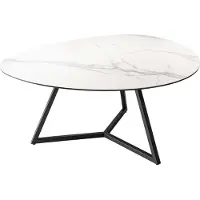 Riess riess-ambiente Table basse moderne MARVELOUS 90 cm, blanc et noir, verre, marbre, céramique, table d'appoint pour salon