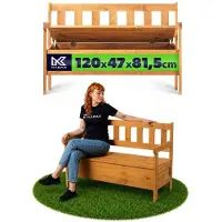 Kadax Banc de jardin en bois avec dossier 120 cm avec coffre, terrasse, balcon, jardin