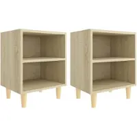 vidaXL Tables de chevet pieds en bois 2 pcs Chêne sonoma 40x30x50 cm