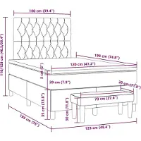 vidaXL Lit boxspring avec matelas bleu 120x190 cm Tissu
