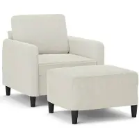vidaXL Fauteuil avec pouf Crème 60 cm Velours