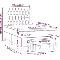 vidaXL Lit boxspring avec matelas noir 120x190 cm Tissu