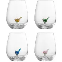 Bloomingville Ensemble de 4 verres à boire Misa à motif oiseaux