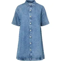 Pieces Sky A-shape Denim Short Sleeve Short Dress Bleu S Femme
