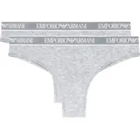 Emporio Armani pour femme. EW000404_AF19026 Set 2 culottes brésiliennes en point bio avec bande à logo Iconic gris (S), Homewear, Coton
