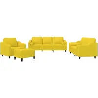 Syfax Ensemble de canapés 4 pcs avec coussins jaune clair tissu