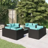 Prolenta Maison Exclusive - Ensemble de salon de jardin 9 pièces avec coussins en rotin synthétique noir