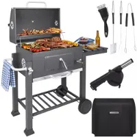 Kaminer Barbecue de jardin avec housse 116 x 70 x 110 cm