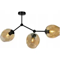 Light11 HOME Light-Home Prage lampes d'éclairage de plafond - plafonnier industriel pour le salon chambre à coucher et salle à manger - lampe suspendue en verre avec métal 3-flamme - incolore