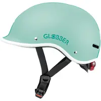 Globber HELM MASTER LIGHTS - Casque de protection pour enfants, taille XS/S 47-51, taille réglable, feu arrière LED, menthe