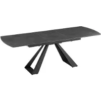 Meublorama Table de salle à manger extensible OBLIKA 180-230 cm – Céramique noire et métal