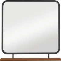 Fortuna Miroir mural Lai 55 x 55,5 cm Miroir d'entrée avec tablette en bois, miroir rectangulaire, miroir décoratif pour chambre à coucher, salle de bains, noir