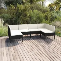 Prolenta Maison Exclusive - Ensemble salon de jardin 6 pièces avec coussins en polyrotin noir