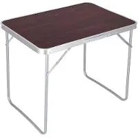 VERK Table de camping pliante avec poignée, marron