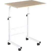 Fortuna Table d'appoint Lai réglable en hauteur Table basse mobile avec roulettes et freins, table en C en aggloméré et acier, polyvalente