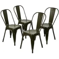 Supfine Lot de 4 chaises de salle à manger empilables en métal, style industriel, vert rouille