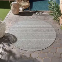 HomebyHome Tapis d’Extérieur Imperméable et Résistant aux UV Idéal pour Cuisine Balcon Terrasse Jardin et Salon, Taille: 80 cm Rond