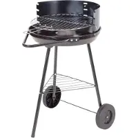Dynamic24 Barbecue au charbon de bois en métal Barbecue rond Chariot de barbecue 70cm Barbecue sur pied Jardin