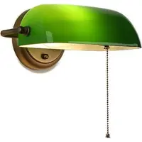 Alpinaluz Applique murale rétro « Melisa » de style banquier ancien, en verre vert et douille E27 en laiton, idéale pour un bureau, une bibliothèque ou un cabinet de travail.