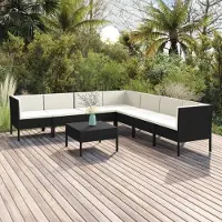 Prolenta Maison Exclusive - Salon de jardin 8 pièces avec coussins en polyrotin noir