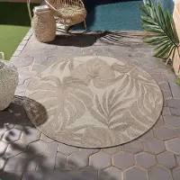 HomebyHome Tapis d’Extérieur Imperméable et Résistant aux UV Idéal pour Cuisine Balcon Terrasse Jardin et Salon, Taille: 160 cm Rond