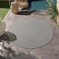HomebyHome Tapis d’Extérieur Imperméable et Résistant aux UV Idéal pour Cuisine Balcon Terrasse Jardin et Salon, Taille: 200 cm Rond