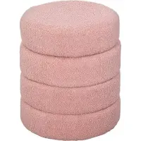 Fortuna Tabouret Lai, rond, polaire Teddy, jusqu'à 120 kg, 40x45H cm, rose