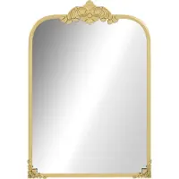 Fortuna Miroir mural Lai 60 x 87 cm Miroir de salle de bain de style baroque avec cadre métallique décoratif pour salon et chambre à coucher, couleur or