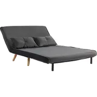 Fortuna Canapé-lit 2 places Lai, canapé convertible en lit, dossier réglable, revêtement en tissu, structure métallique, gris