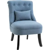 Fortuna Fauteuil TV Lai Fauteuil relax avec coussin dorsal et pieds surélevés, lin bleu, 52,5 x 69 x 77 cm, confortable pour le salon